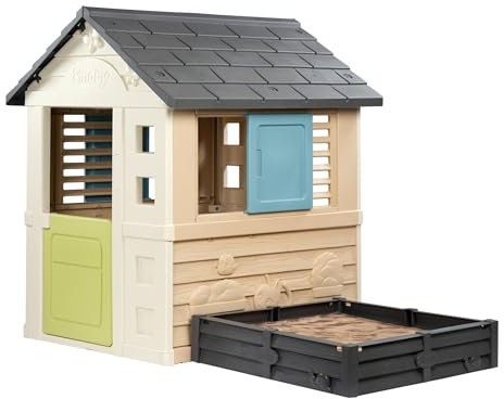 Smoby Life - Square Spielhaus (174 x 110 x 127 cm) mit 60% Recyclinganteil mit Sandkasten - Garten-Spielhaus für Kinder - inklusive Zubehör - ab 2 Jahre