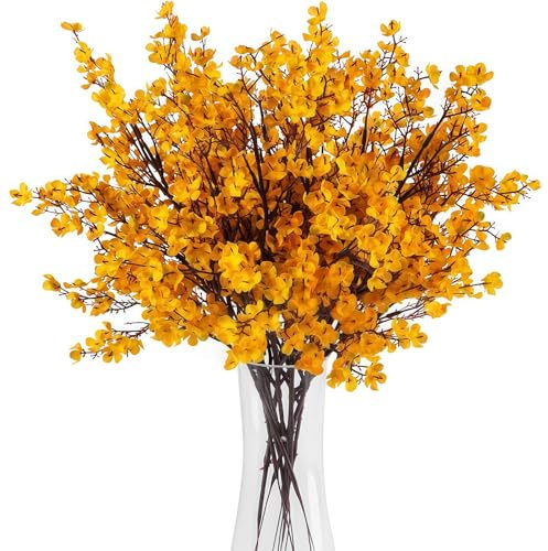 Solihigh10 Pack Silk Artificial Baby's Breath Flowers Realistic Indoor Outdoor Decoration Versatile Floral Arrangements Perfect for Home Weddings Events and Parties Beautiful Elegant Decor(Orange)
