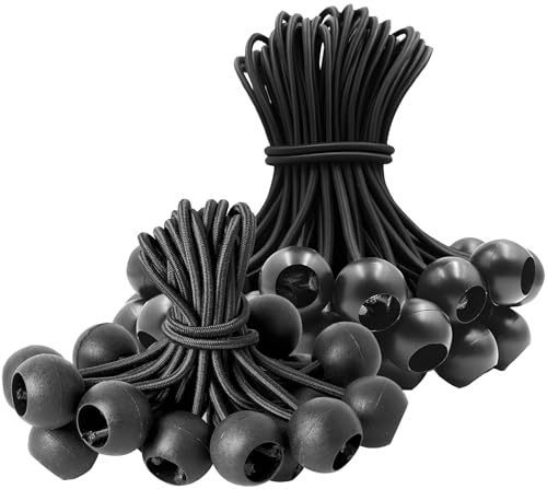 Riloventa Spanngummi, Zeltspanner Spanngummis Mit Kugel, Schwarz Kurz 15Cm Planenspanner, Zeltgummis Gummispanner, Zelt Spanngummi Gummi Spanner Kugel Extra Lang Gummiseil, Planenspann Gummiseile