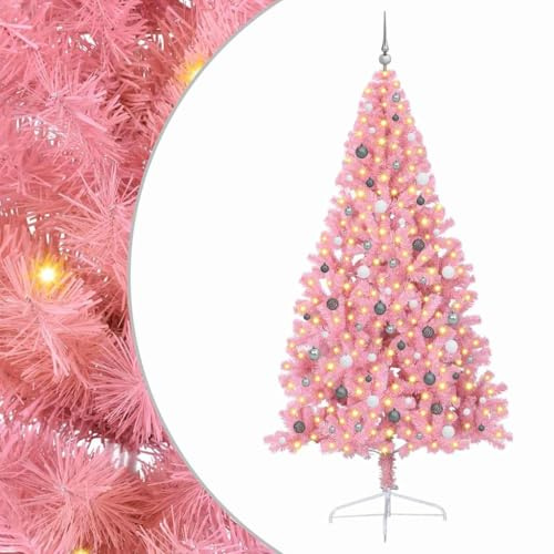vidaXL Künstlicher vorbeleuchteter Weihnachtsbaum Rosa 240 cm PVC