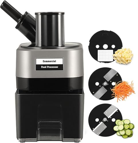 lealovengzh Affettatrice Elettrica per Verdure 3 in 1, Grattugia, Taglia A Cubetti E Taglia A Strisce, Nuovo Tritatutto Automatico Multifunzione Commerciale con Doppia Porta per Frutta E Verdura. B