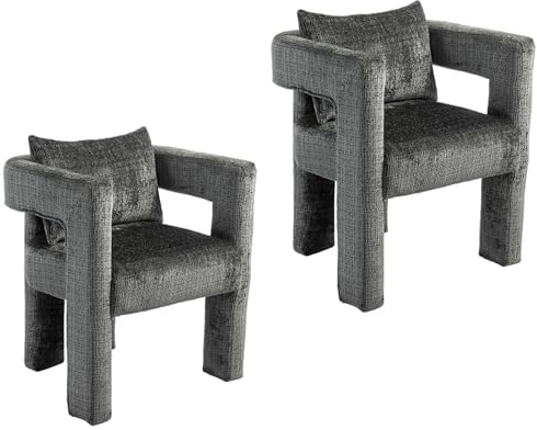 Mixtric 2er Set Chenille AkzentstüHle, Moderner Sessel mit Hohler Armlehne, BüRostuhl mit Bequemen Kissen und Polstern für Wohnzimmer, Esszimmer, Schlafzimmer und BüRo