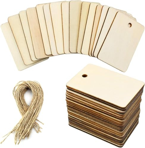 YapitHome Holz Anhänger Geschenkanhänger, Naturholzscheiben, 100 Stück | Etiketten Tags, Mit Loch, Für Malerei DIY Kunsthandwerk, Unvollendete Verzierungen