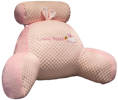 Mixtric Lesekissen mit Armlehnen fürs Bett, RüCkenkissen, RüCkenstüTzkissen, Abnehmbares Sofa und Nachtkissen, Armkissen zum Entspannen, Fernsehen, Spielen, Arbeiten,Rosa,60x45cm