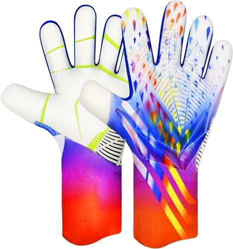 QUICARD Soccer Goalkeeper Gloves, Ultimate Grip Football Goalie Gloves with Size 6/7/8/9/10, Strong Receiver, American Football for Men, Boys, Youth, Adult, Kids and Small Hands (White, 6)