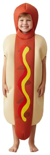 Costume da hot dog per bambini, tutto in uno, salsiccia e panino in schiuma, con buco per il viso, divertente costume di Halloween da fast food per ragazzi e ragazze