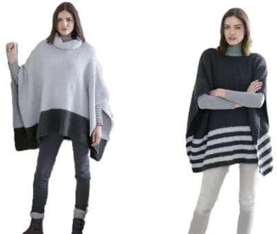 King Cole 5179 Strickmuster Damen Ponchos in zeitlosem Grobstrick