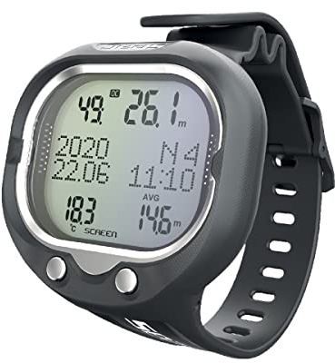 SEAC Screen, Handgelenkscomputer mit bis zu 2 Gasgemsichen, Tiefenmesser- und Freitauchmodus