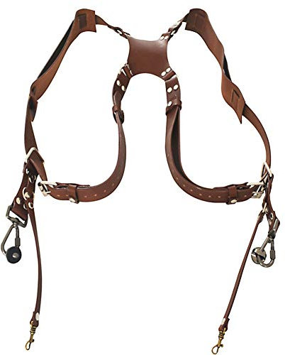 Tracolla per Fotocamera Due Fotocamere, Tracolla Fotocamera, Cinghia Macchina Fotografica,Cinghia Macchina in Pelle Regolabile Imbracatura Vintage Doppia Spalla con Rivetto Fotocamere Rivetti DSLR SLR