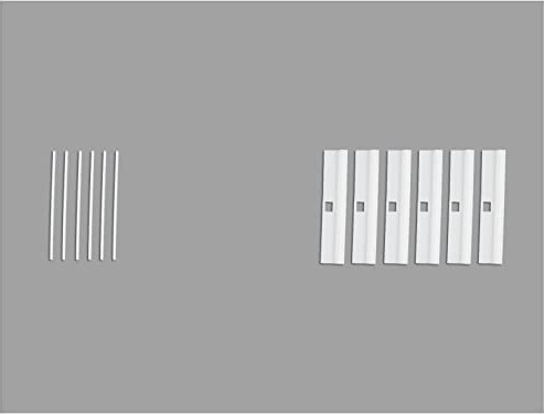 6 Stück EFIXS Lamellenhalter incl. Stäbchen für Lamellenvorhänge mit Lamellenbreite 89 mm - Farbe: weiss - Ersatzteile, Vertikaljalousie, Beschwerung, Lamellvorhang, Aufhängung