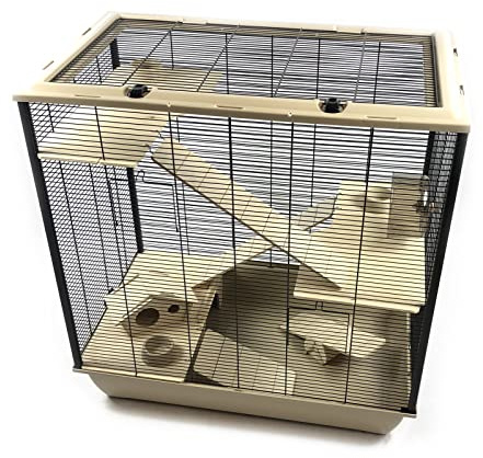 ZooPaul XXL Hamsterkäfig Fargo viel Zubehör aus Holz Hamster Ratten Degus Käfig für Kleintiere beige