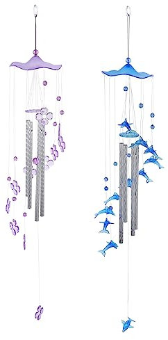 Happyyami 2 Pièces Cloches à Vent Décoratives pour Intérieur Et Extérieur Lot (Bleu + Violet)