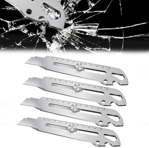 Schweres Mehrzweck Gebrauchsmesser, 2 Stück Profi Cuttermesser, Edelstahl Universalmesser, Multifunktionales Mehrzweck Teppichmesser Druckguss Cutter Messer für den Innenbereich & Heimwerker (4PCS)