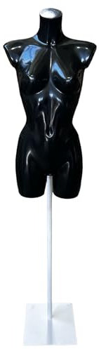 Schwarze weibliche Sportbekleidung Schaufensterpuppe, Büste für Dessous, Badebekleidung, Mode und Ladeneinrichtungen, Lieferung mit weißem Metall-Bodenständer