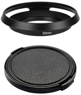 39 mm Metall-Gegenlichtblende und Objektivdeckel, kompatibel mit Leica E39 Objektiv, M 50 mm f/2 Objektiv, M 35 mm f/2 Objektiv (1 + 1 Stück)