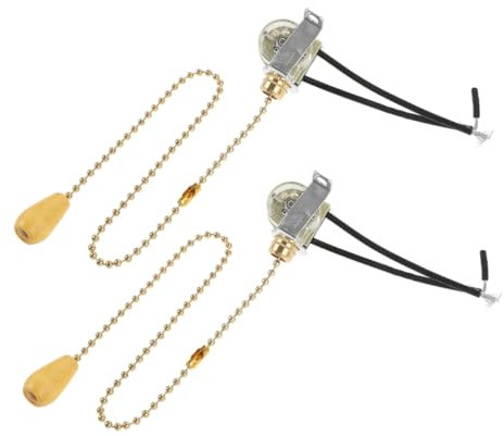 OSALADI Lot De 2 Interrupteurs à Tirette En Fer 10a 30cm Pour Luminaire à Chaînette, Kit De Remplacement Pour Ventilateur De Plafond, Installation Murale Et Plafond, Usage Domestique Et Professionnel
