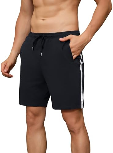 FGFD&OU Shorts Herren Sportshorts Baumwolle Sommer Sporthose Kurz Jogginghose Trainingshose Tennishose Fitnesshose Sweathose Freizeithose Bermuda Laufshorts Männer (Schwarz, 3XL)
