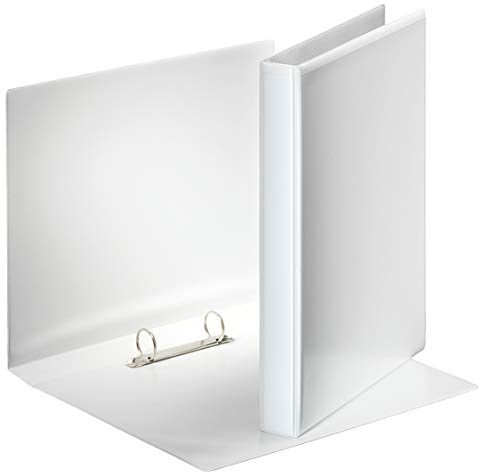 Esselte 49708 Lot de 10 classeurs de présentation, en polypropylène, avec poches, 2 anneaux ronds, format A4, 25 mm, en polypropylène, blanc