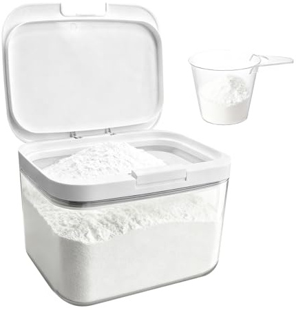 Vninkul Waschmittel Aufbewahrungsbox 2.8L Waschpulver Dosierer mit Messbecher Waschmittelbox Waschpulverbehälter mit luftdichtem Deckel Aufbewahrung für Waschmittel Pods, Badebomben, WäScheparfüm