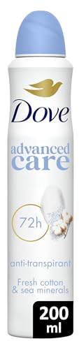 DOVE Déodorant Anti-transpirant Spray Cotton & Sea Minerals 0% alcool 200ml | Apaise & Aide à réparer après le rasage, Protection 72h, Soin Pro-Céramide et Acide Hyaluronique, Peta Cruelty-Free & Vegan