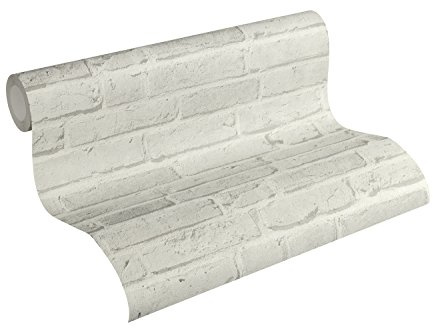 A.S. Création Vliestapete Best of Wood`n Stone 2nd Edition Tapete in Stein Optik fotorealistische Steintapete Backstein 10,05 m x 0,53 m grau Made in Germany 355814 35581-4