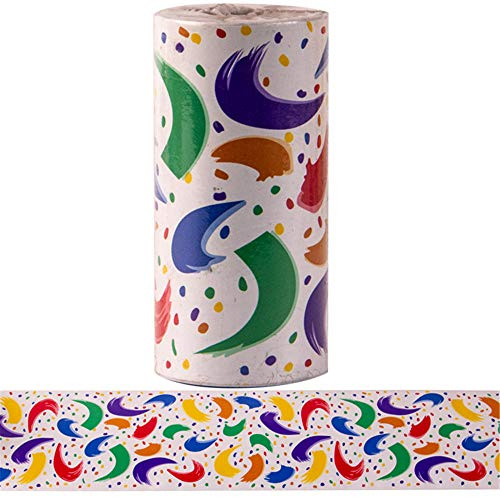 Tapetenbordüre selbstklebend zum Aufkleben für Wohnzimmer Küche Badezimmer Abnehmbare Wasserdicht Bodenleiste PVC Dekorative Bordüre Bunte Grafik 10.6cm X 1000CM