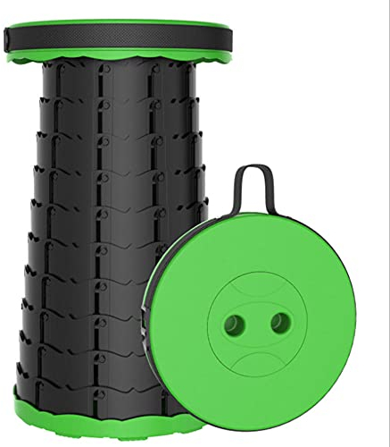 Tragbarer Klapphocker, Mini Teleskophocker Leichte Campinghocker,Tragfähigkeit 150kg, Teleskophocker Höhenverstellbar für Outdoor-Camping Reisen Picknick Garten -Grün Super