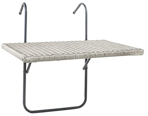 Spetebo Balkon Hängetisch Rattan Optik in grau - 60x40 cm - Klapptisch höhenverstellbar Tisch klappbar Balkon Hängetisch