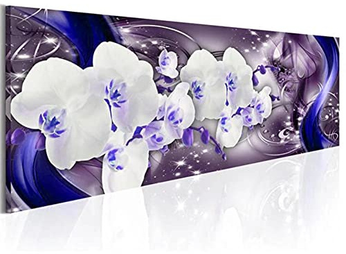 Diamond Painting Blaue orchidee,5D Diamant Painting Bilder für Erwachsene Kinder,Diaments Painting groß Vollbohrer,DIY Diamond Painting Full Set,für Heimdekor Wand Kunsthandwerk Geschenk 40x120cm