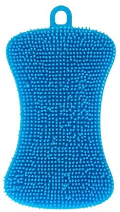 Silikonschwamm,Silikon Gericht Schwamm, Mehrzweck Küche Silikon Scrubber Schwamm zum Topf Pfanne Gericht Schüssel Obst Gemüse 1 Stück 2.83 Zoll leuchtend blau