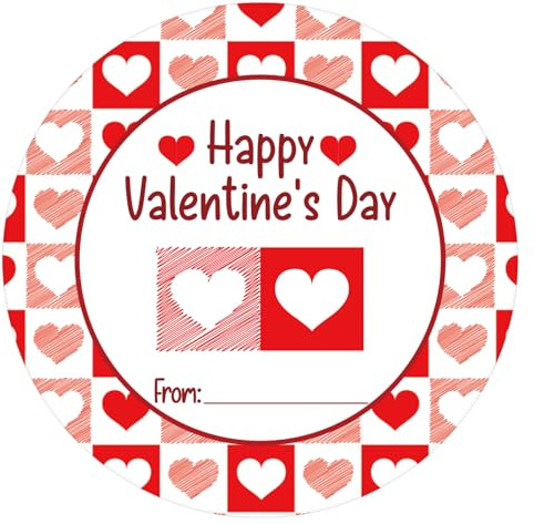 FaCraft 72PCS Happy Valentine's Day Stickers-Heart Stickers Valentines Day Gift Tags Valentine to from Labels Stickers Valentine's Sticker Envelopes Seal Boxes Cards Valentines Party Favor Decorations