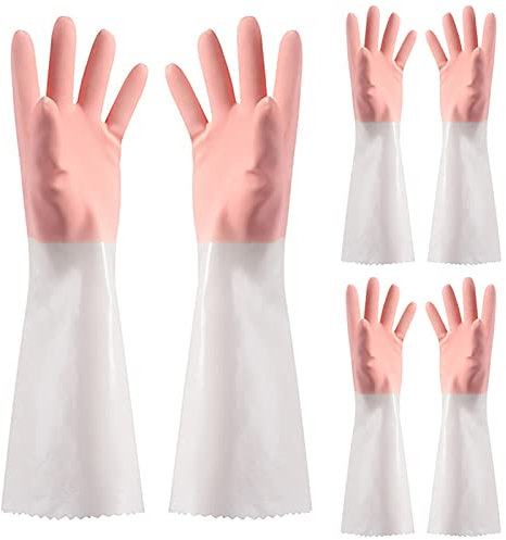 YLWX Gants de Nettoyage en Caoutchouc Floqué, Gants de Ménage Antidérapants pour la Lessive, la Cuisine et la Salle de Bain (Color : B, Size : A)