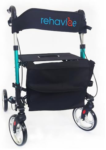 Leichtgewicht Reise-Rollator Aluminium Vierrad Rollator grün, faltbar