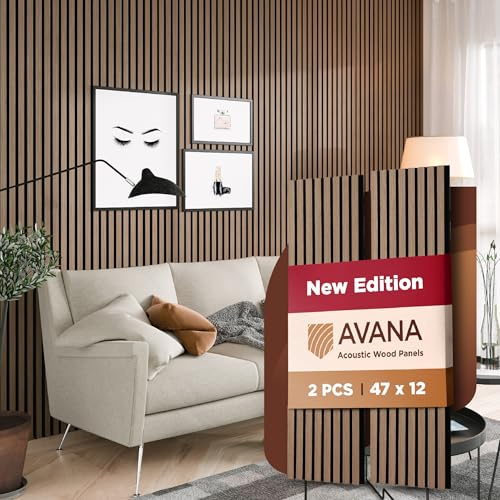 Avana Acoustic Wood Wall Panels – 47.2 X 12.6 Smoke Oak Acoustic Panels Set Of 2 – Modern Wall Panels For Interior Wall Decor For Homes, Offices, Studios – Sturdy And Durable Wood Panels For Wall