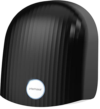 interhasa! Asciugabani Automatico con sensore a infrarossi, per Bagno a casa, Extra Silenzioso, Silenzioso, 40 Db, a Parete, con Copertura compatta in ABS 1200 W (Nero)