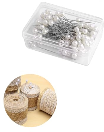 200 Stück Stecknadeln mit Kopf,Weiße stecknadeln aus rostfreiem,Weiße Gerade Kopf Nadeln,Lange Anstecknadeln Stecknadeln,Stoffnadeln für Handwerk Nähen, DIY, Folding Craft(4cm)