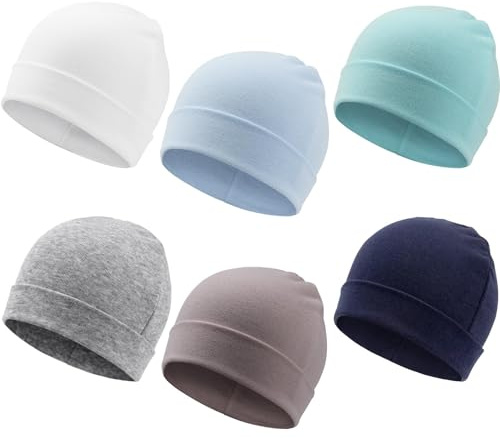 DRESHOW 6 Pezzi Unisex Bambino Berretti Neonato Ragazzi Ragazze Morbido Carino Cappello Caldo Ospedale Nursery Berretto per Bambini 0-6 Mesi