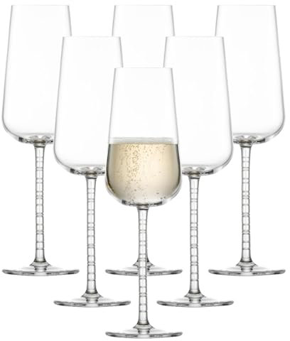 Zwiesel Glas Champagnerglas Journey (6-er Set), Elegante Champagnerflöten mit feinen Rillen im Stiel, spülmaschinenfeste Tritan®-Kristallgläser, Made in Germany