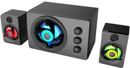 CONGARTENO 1set Altoparlante Stereo Legno con Cassa Bass Soundbar USB per Computer e Gaming Effetti LED Colorati Audio e Design Elegante