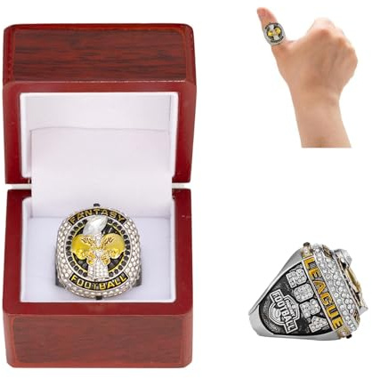 HYKJSHED Fantasy Football Championship Ring 2024 Fantasy Football Championship Ring FFL Ringe FFL Championship Trophy Souvenir Geschenke for Fan-Freunde Ring Display Box