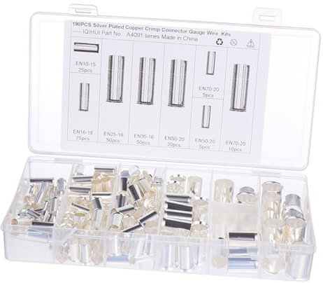 GLEAVI 190pcs Cold Pressed Tube Terminal Wire Ferrule Crimp Connectors for Electrical Cables