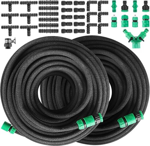 Tuyau Poreux Microporeux pour Irrigation Goutte à Goutte, Tuyau Économiseur d'Eau pour Arrosage, Jardins, Pelouses, Terrasses, Flexible Irrigation Kit (100m)