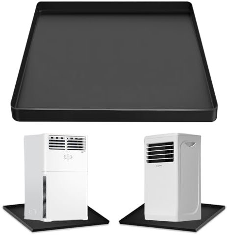 Portable Air Conditioner Drip Pan with Raised Edge, 23.6 x 23.6 Silicone AC Drain Pan for 5,000 to 14,000 BTU AC Unit, AC Drip Tray for Catching & Preventing Condensate Leakage to Protect Your Floor