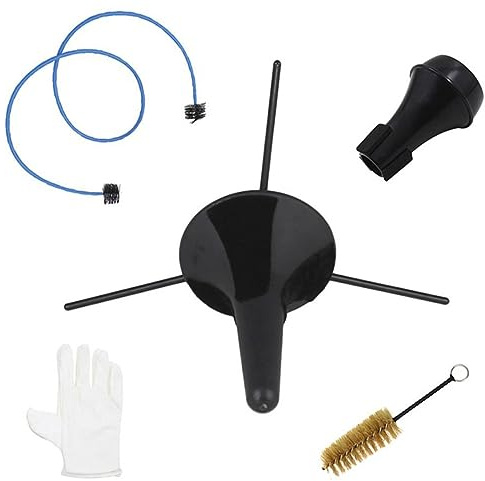 Toyvian Kit di Pulizia per Tromba Piccolo Supporto Stabile, Spazzole per Valvole e Tubo, Sordina Silenziosa e Guanti per Manutenzione Strumenti Musicali