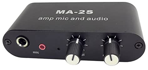 JANZU Amplificateur de Microphone à Condensateur 3.5Mm Amplificateur de Casque PréAmplificateur Audio de Musique Table de Mixage MA-2S