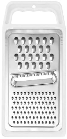 HIA Qpz730 - Grattugia per formaggio in acciaio inox, piatta, con manico antiscivolo, perfetta per patate, verdure, burro, formaggio (argento2, 23,4 x 11 cm)