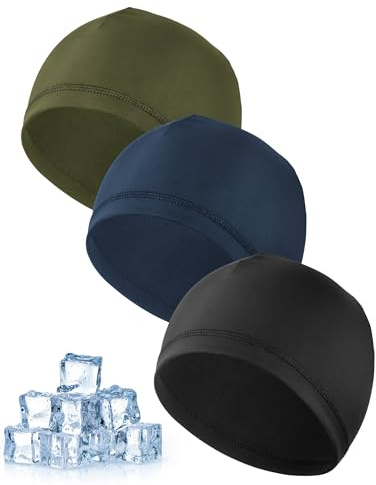 MELLIEX 3 Pièces Bonnets de Cyclisme sous Casque, Bonnet de Sport Respirant en Soie Glacée Été, Multifonctionnelle Skull Cap pour Hommes et Femmes
