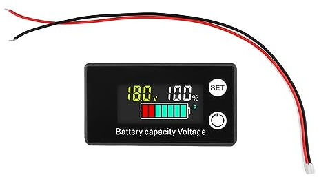 Medidor de electricidad digital DC8-100V 15MA LCD Medidor De Electricidad Digital 6133A Indicador De Capacidad De Batería Litio LiFePO4 Voltímetro De Celda De Plomo-ácido(Colorful,With TEMP Alarm)