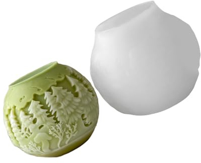 YUNNIAN Moule De Décoration Boule Noël Fabrication Bougies en Forme Sphère en Silicone avec Fonction Démoulage Rapide pour La Création Artisanale Moule À Bougie À Libération Facile