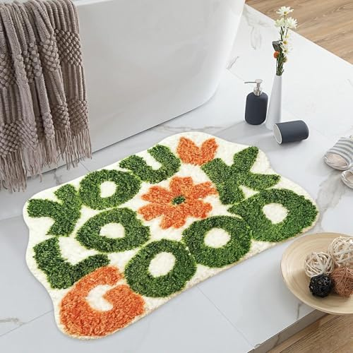 Vexilon Non-Slip Bath Mat, Green You Look Good Bathroom Mats, Cute Absorbent Bath Rug for Home, Machine Washable Bathroom Rug for Shower, Bathtub, Sink, 50 x 60 cm